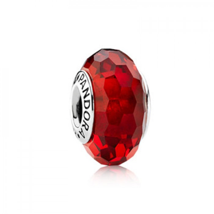 Pandora Jewelry Red Faceted Glass Charm
