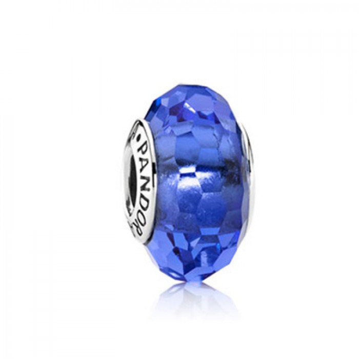 Pandora Jewelry Blue Faceted Glass Charm