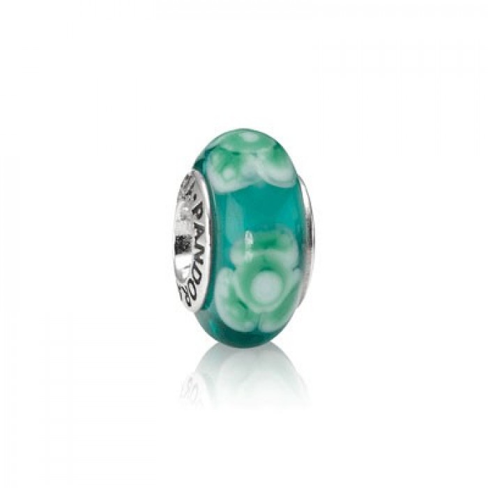 Pandora Jewelry Turquoise Flower Glass Charm