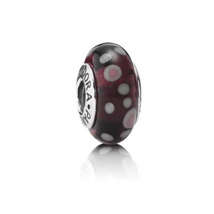 Pandora Jewelry Murano Glass Beads Black Glass With White Dots