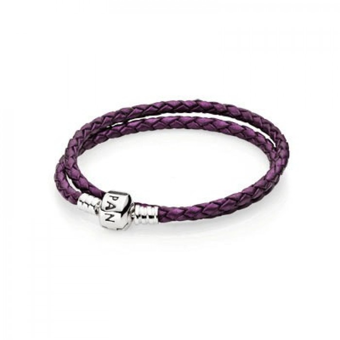 Pandora Jewelry Purple Double Braided Leather Bracelet
