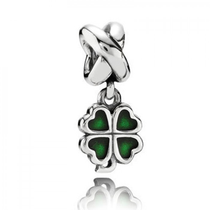 Pandora Jewelry Green Four-Leaf Clover Dangle Charm