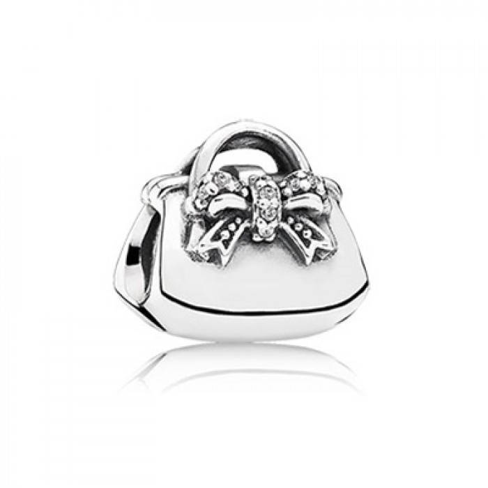 Pandora Jewelry Handbag Silver Charm With Cubic Zirconia