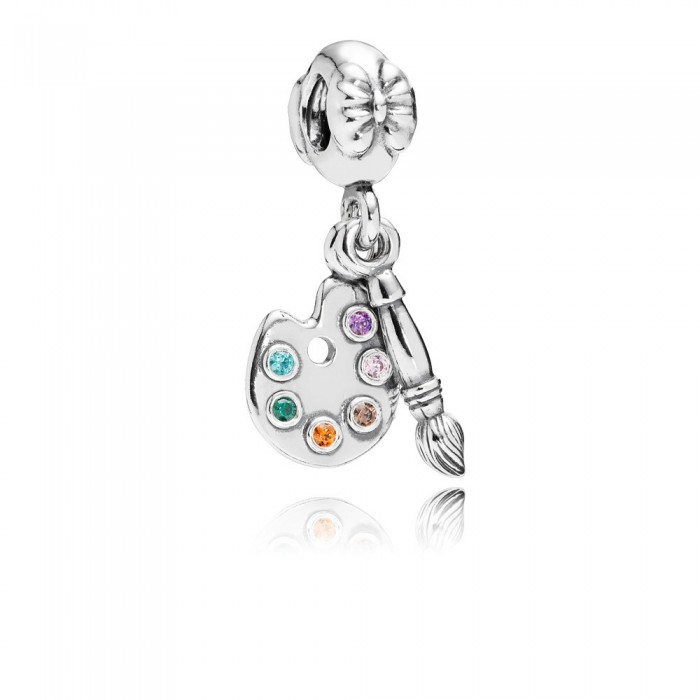 Pandora Jewelry Artists Palette Silver Dangle With 6 Colors Of Cubic Zirconia
