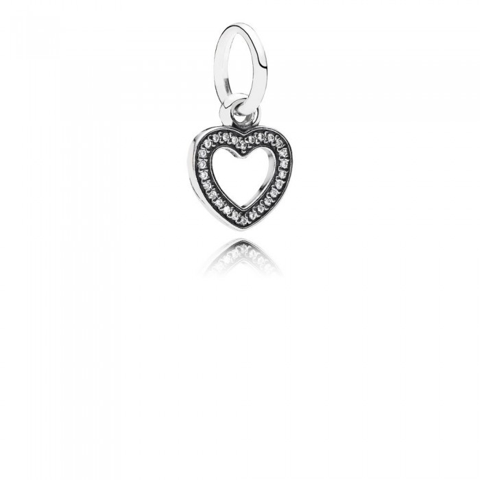 Pandora Jewelry Heart Silver Dangle With Cubic Zirconia