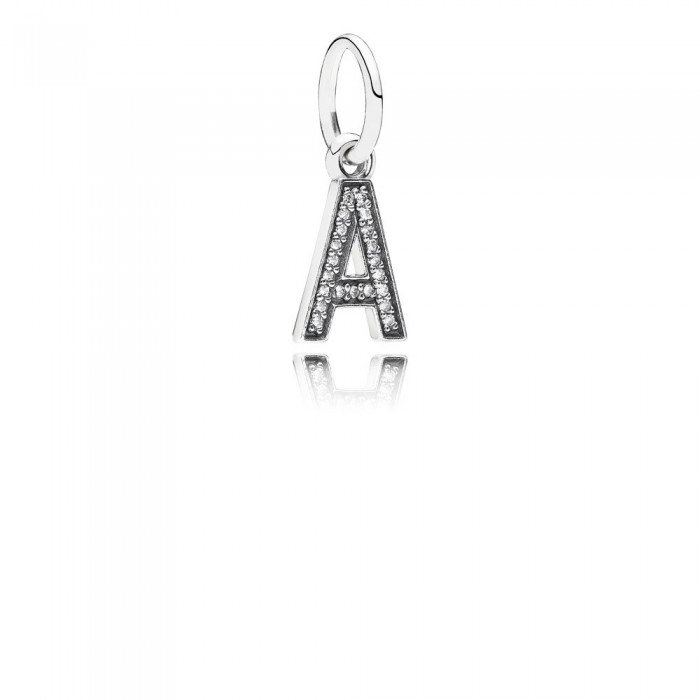 Pandora Jewelry Letter A Silver Dangle With Cubic Zirconia