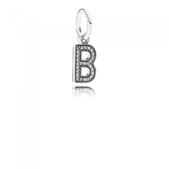 Pandora Jewelry Letter B Silver Dangle With Cubic Zirconia