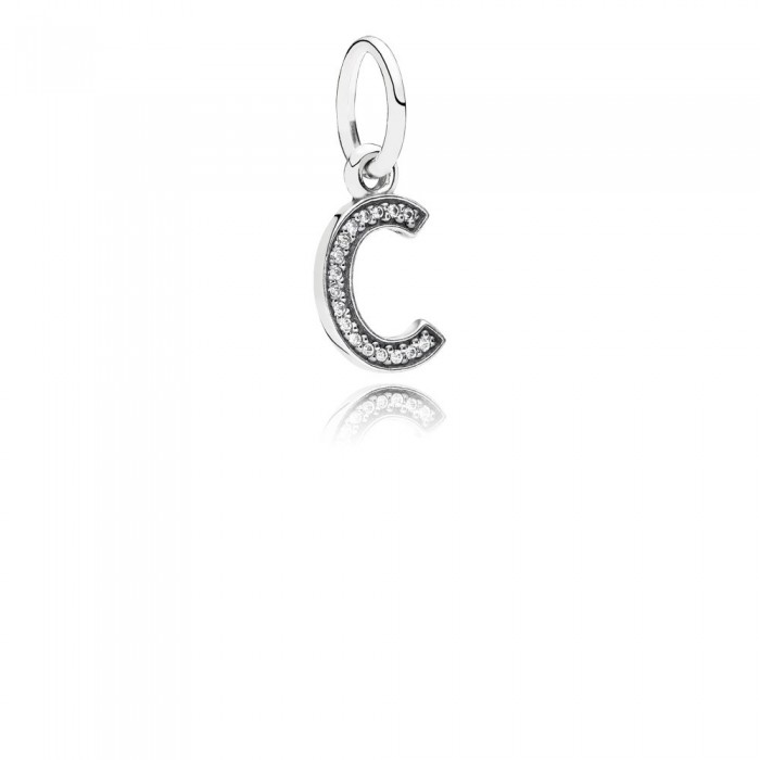 Pandora Jewelry Letter C Silver Dangle With Cubic Zirconia