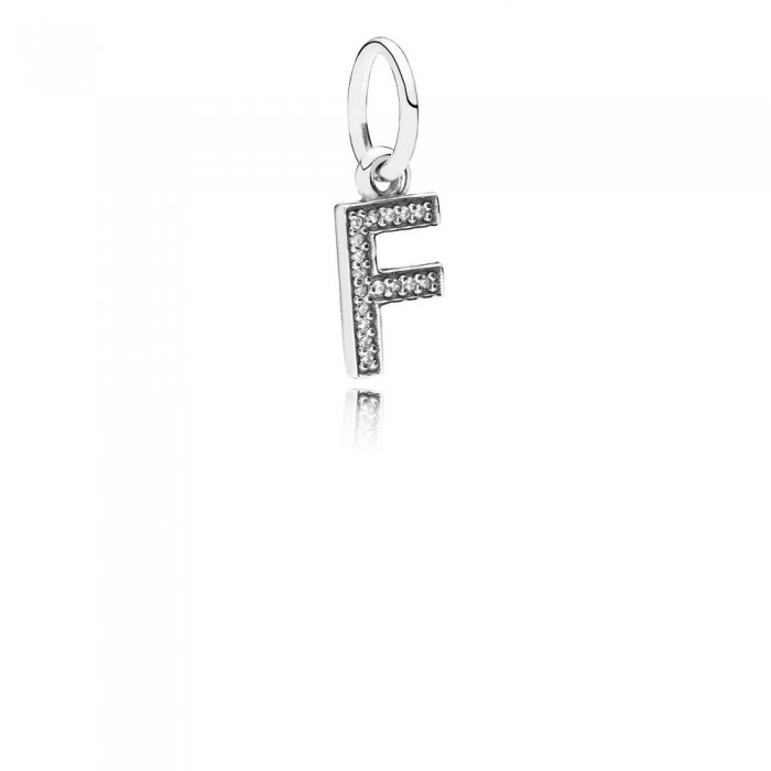 Pandora Jewelry Letter F Silver Dangle With Cubic Zirconia