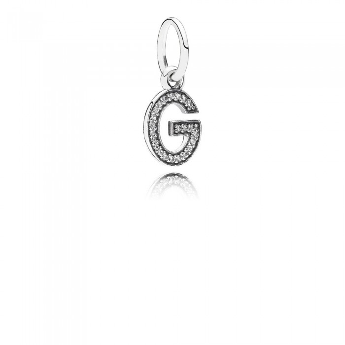 Pandora Jewelry Letter G Silver Dangle With Cubic Zirconia