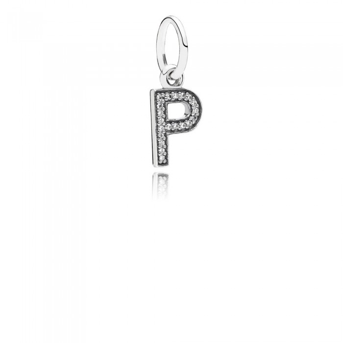 Pandora Jewelry Letter P Silver Dangle With Cubic Zirconia