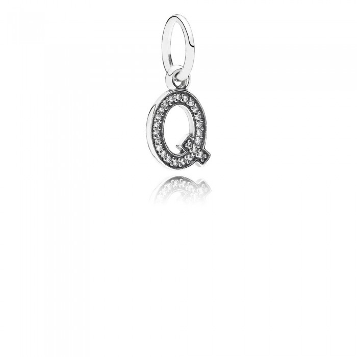 Pandora Jewelry Letter Q Silver Dangle With Cubic Zirconia
