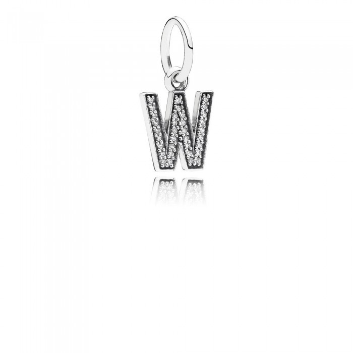 Pandora Jewelry Letter W Silver Dangle With Cubic Zirconia