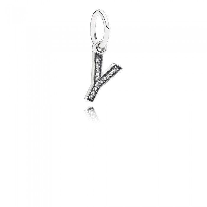 Pandora Jewelry Letter Y Silver Dangle With Cubic Zirconia