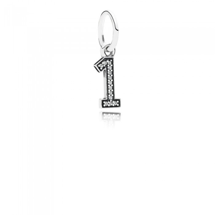 Pandora Jewelry Number 1 Silver Dangle With Cubic Zirconia