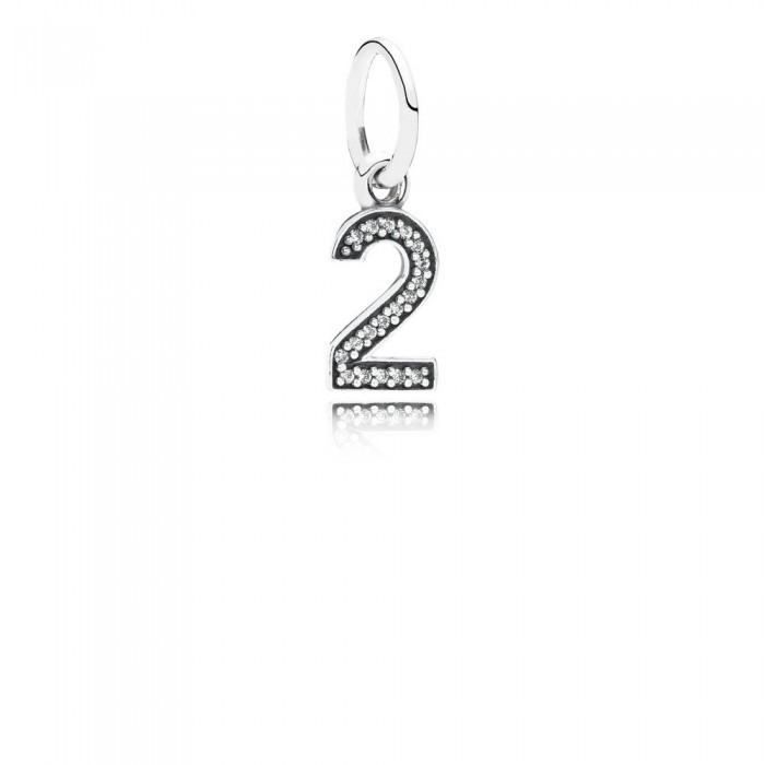 Pandora Jewelry Number 2 Silver Dangle With Cubic Zirconia