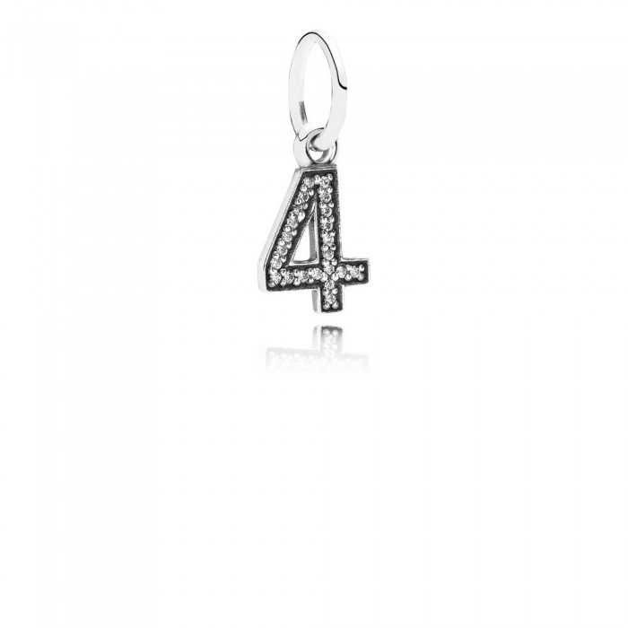 Pandora Jewelry Number 4 Silver Dangle With Cubic Zirconia