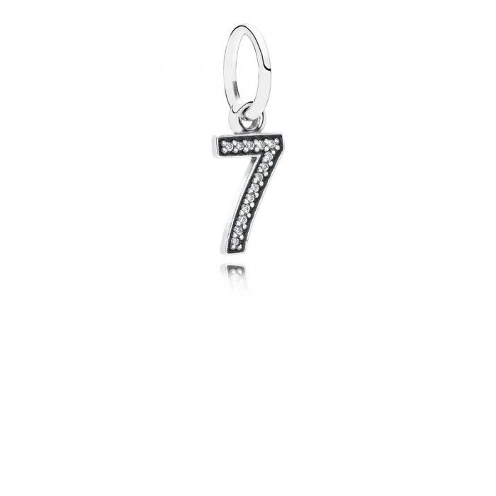 Pandora Jewelry Number 7 Silver Dangle With Cubic Zirconia