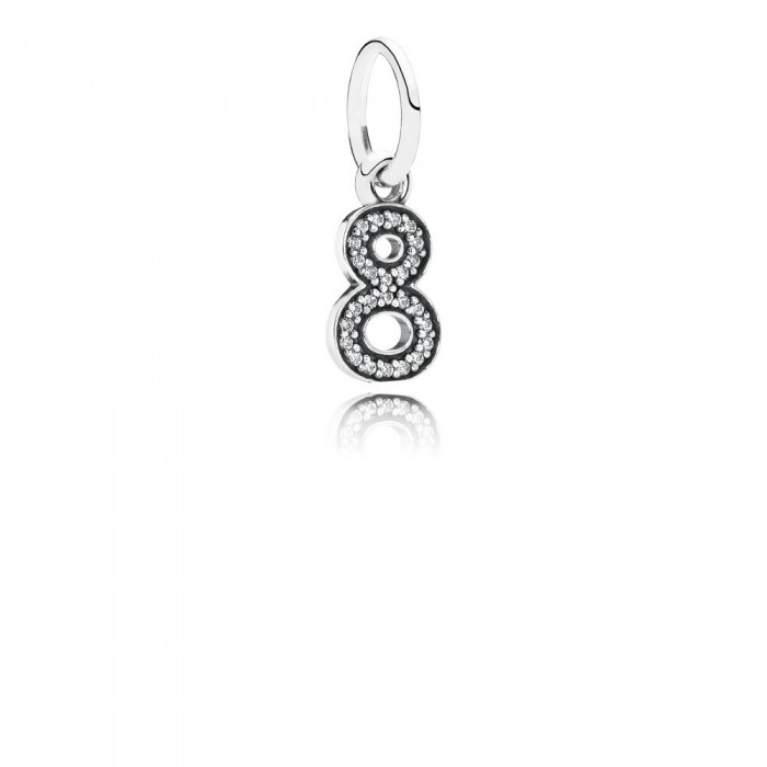 Pandora Jewelry Number 8 Silver Dangle With Cubic Zirconia