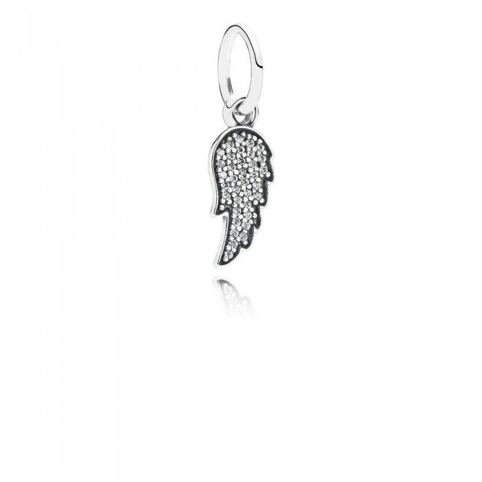 Pandora Jewelry Angel Wing Silver Dangle With Cubic Zirconia