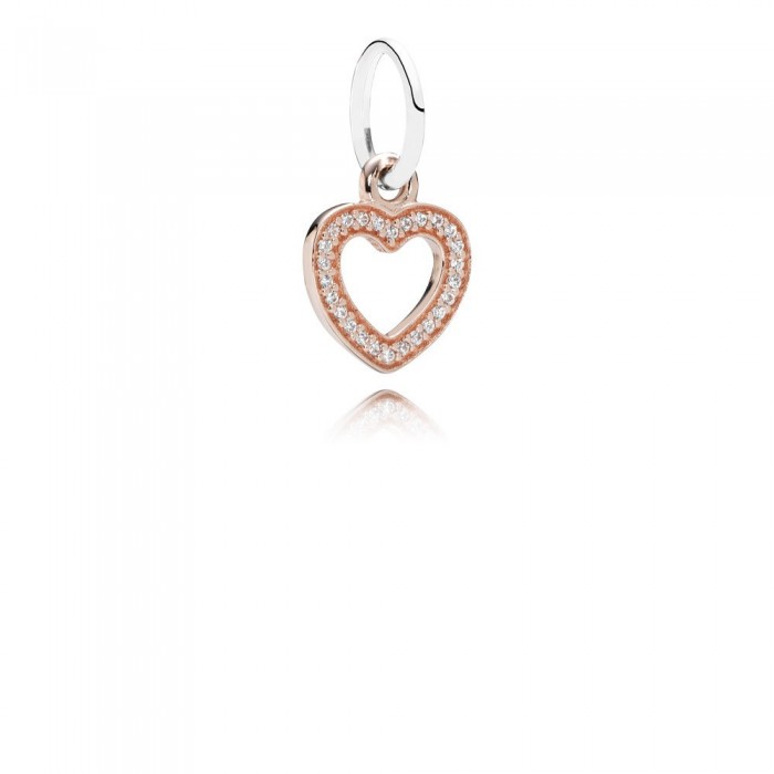 Pandora Jewelry Heart Rose Gold Dangle With Silver And Cubic Zirconia