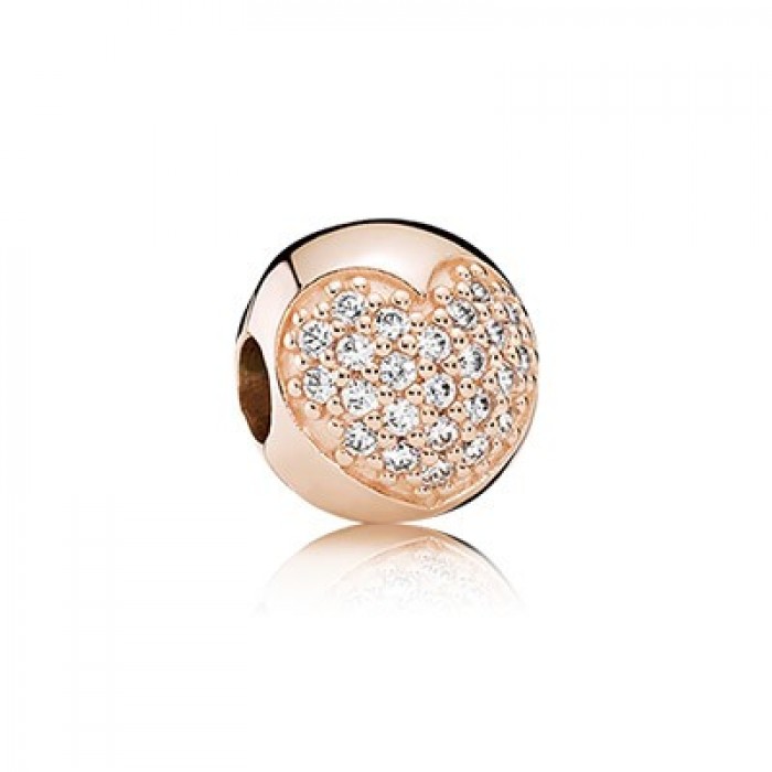Pandora Jewelry RoseGold Plated Clear Pave Heart Clip