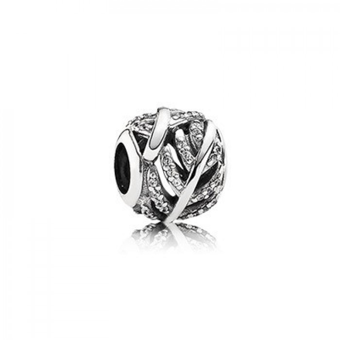 Pandora Jewelry CLEAR CZ Light As A Feather Charm Silver