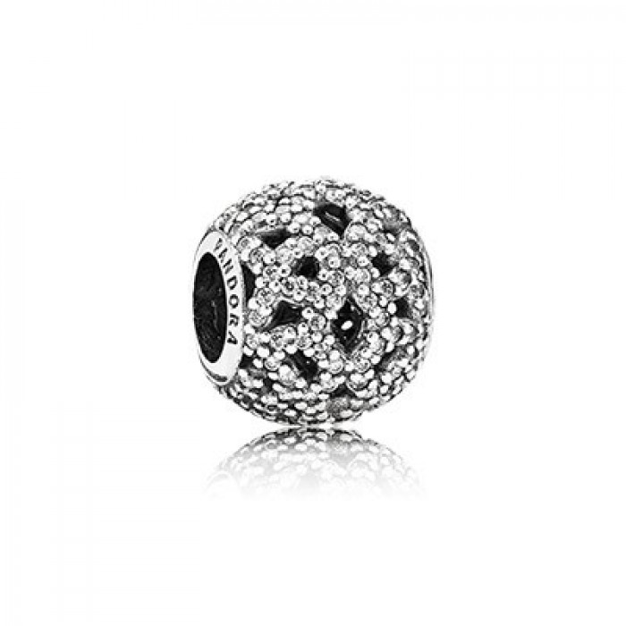 Pandora Jewelry Shimmering Lace With Clear CZ Charm