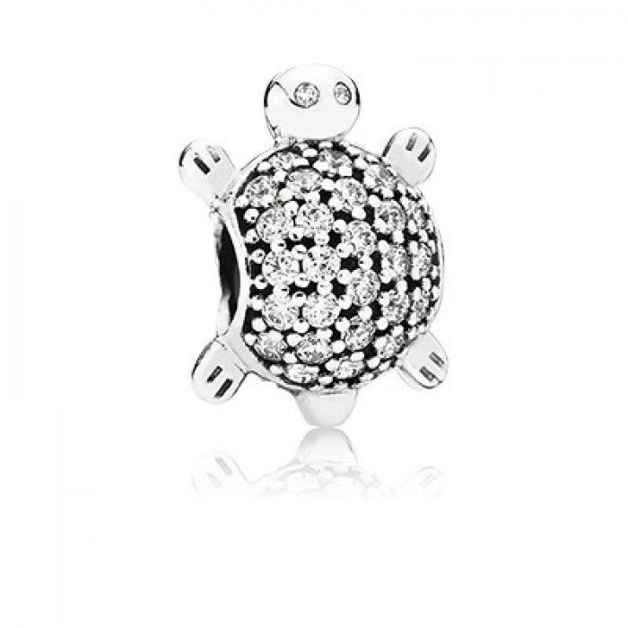Pandora Jewelry Silver Sea Turtle Charm With Clear Cz