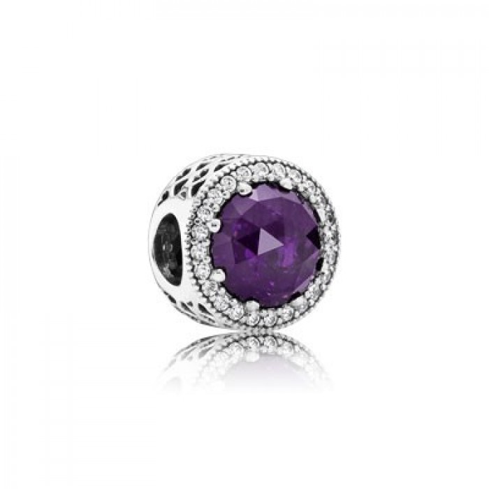 Pandora Jewelry Radiant Hearts With Royal Purple Crystal And Clear CZ Charm