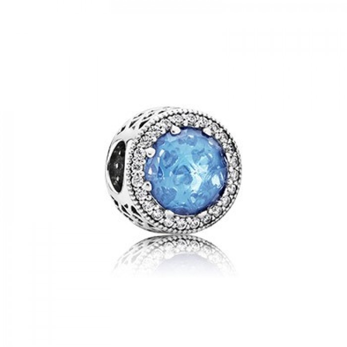 Pandora Jewelry Radiant Hearts With Sky-Blue Crystal And Clear CZ Charm