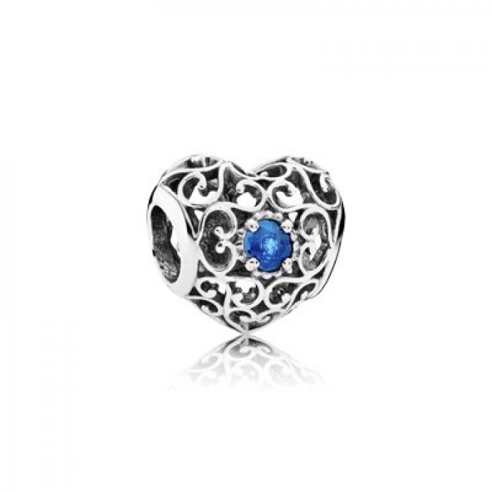 Pandora Jewelry December Signature Heart With London Blue Crystal Charm
