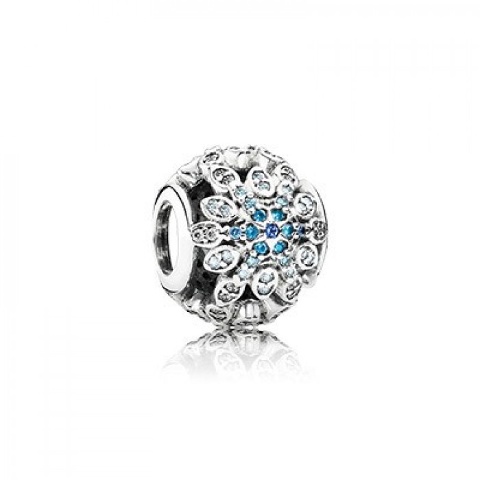 Pandora Jewelry Crystalized Snowflake With Blue Crystals & Clear CZ Charm
