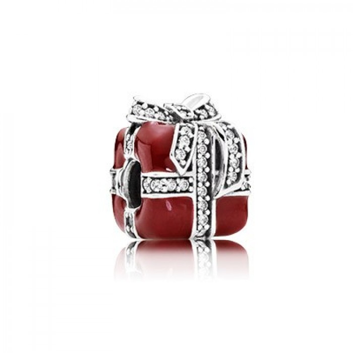 Pandora Jewelry Sparkling Surprise With Red Enamel & Clear CZ Charm