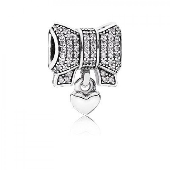 Pandora Jewelry Heart & Bow With Clear CZ Dangle