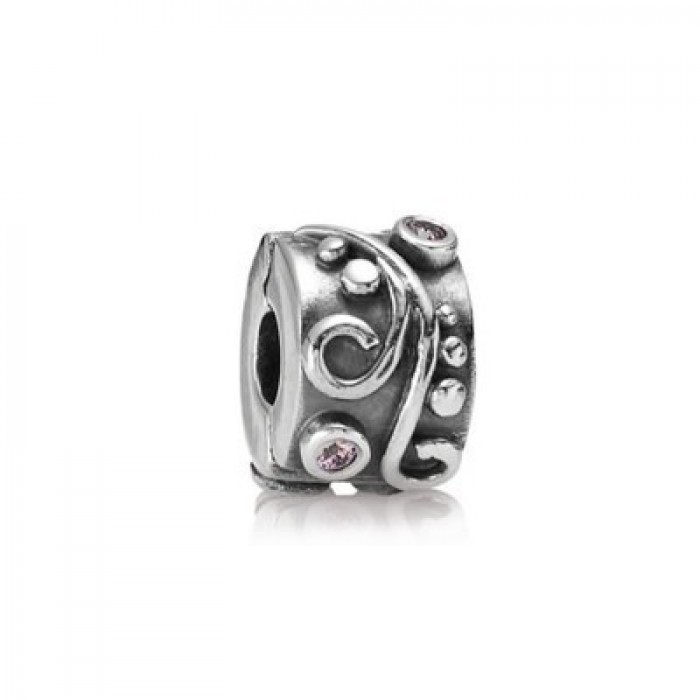 Pandora Jewelry Clip Charm Tendrils Clip Charm With Pink CZs