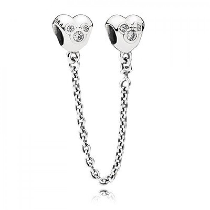 Pandora Jewelry Silver Disney Heart Of Mickey Safety Chain