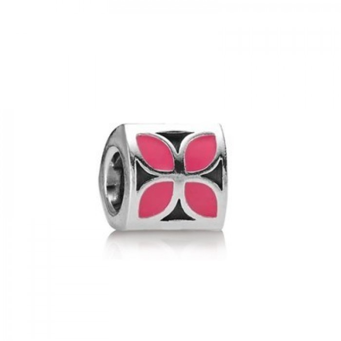 Pandora Jewelry Enamel Charms 4-Petal Flower Pink