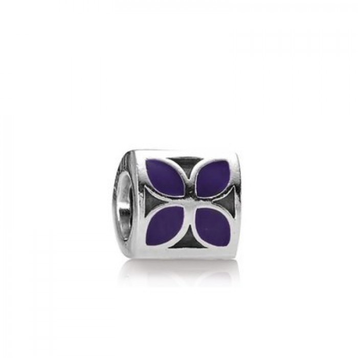 Pandora Jewelry Enamel Charms 4-Petal Flower Violet