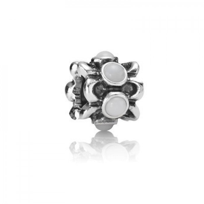 Pandora Jewelry Flowers White Gems Bead Charm