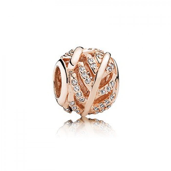 Pandora Jewelry Rose Colour Silver Micro Pave Feather Charm