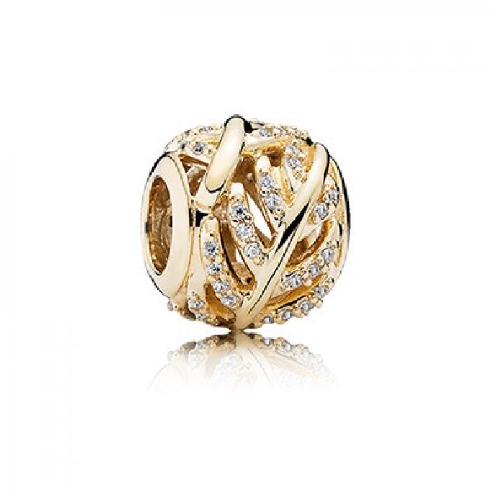 Pandora Jewelry Golden Light As A Feather With Clear CZ Charm