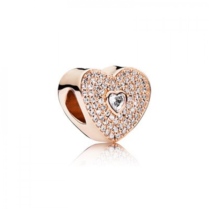 Pandora Jewelry Rose Sweetheart With Clear CZ Charm