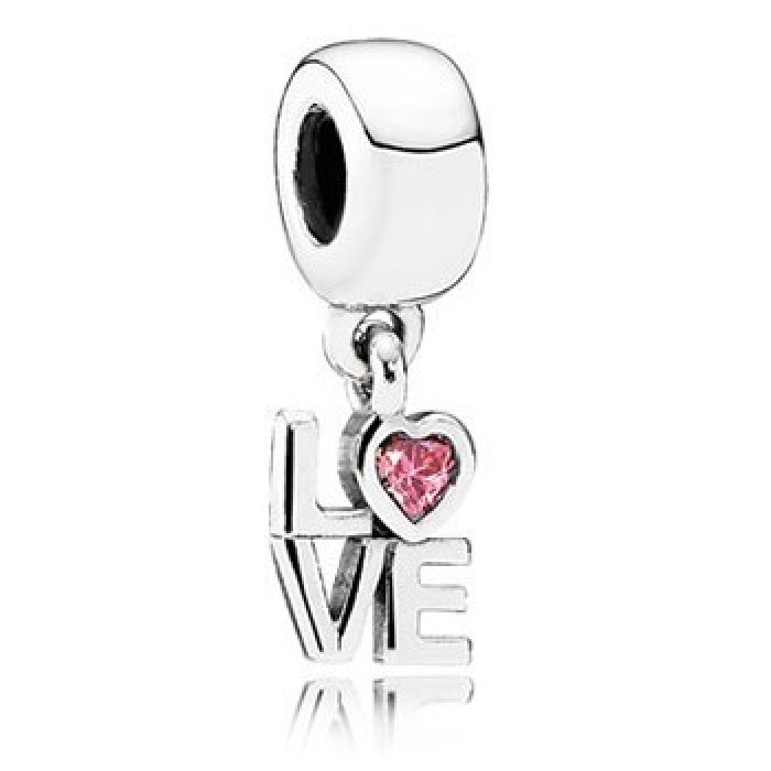 Pandora Jewelry Jewelry LOVE Dangle Charm With Pink CZ 791253CZS-925 Sterling Silver
