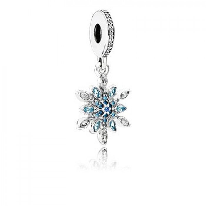 Pandora Jewelry Crystalized Snowflake With Blue Crystals & Clear CZ Dangle
