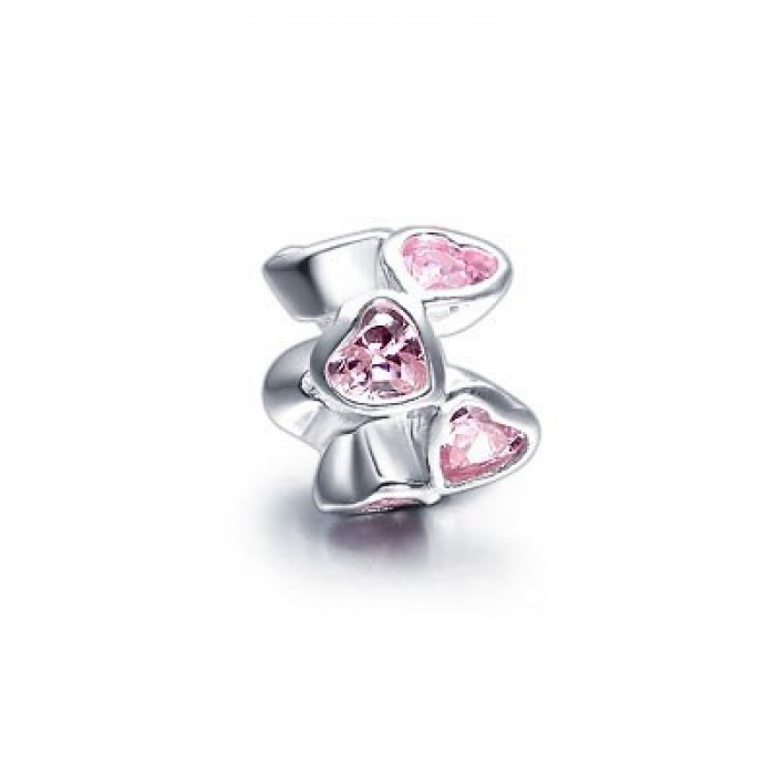 Pandora Jewelry Pink Heart Flowers Crystal Bead Charm Online Sale