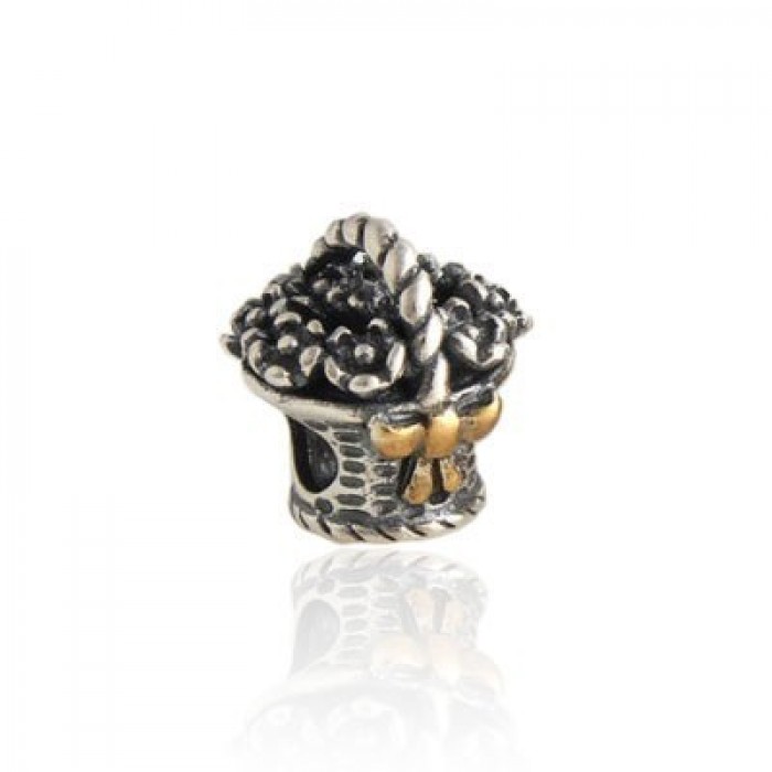 Pandora Jewelry Refined Basket Of Flowers Two-Tone Charms