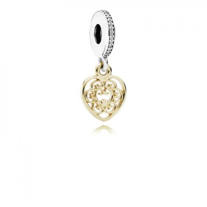 Pandora Jewelry Magnificent Heart With 14K And Clear CZ Dangle