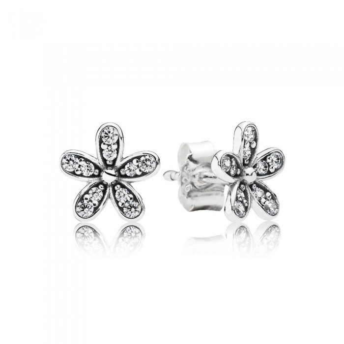 Pandora Jewelry Daisy Silver Stud Earrings With Cubic Zirconia