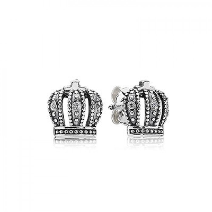 Pandora Jewelry Royal Crown With Clear CZ Stud Earrings